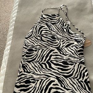 Midi Zebra Halter Dress